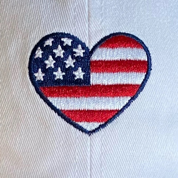 New American Flag Heart Embroidered Baseball Cap Patriotic Cute 4th of July - Picture 7 of 10